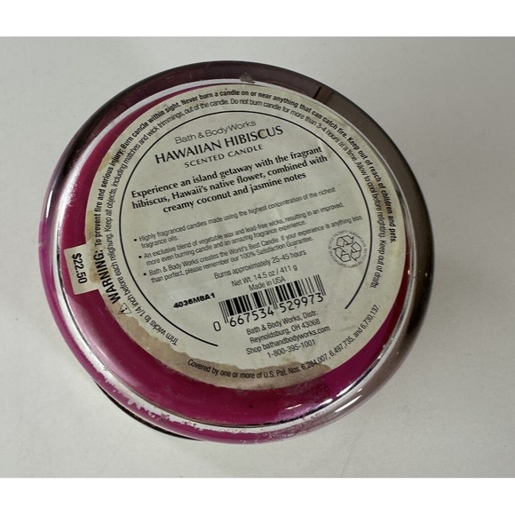 NEW! Bath & Body Works Hawaiian Hibiscus Scented 3 Wick Candle Large 14.5 OZ - Picture 3 of 8